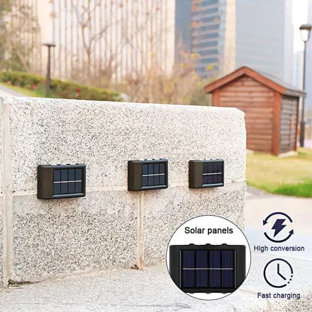Alt view image 5 of 7 - 2PCS 6LED Solar Powered Wall Deck Light UP Down Outdoor Stairs Step Fence Lamp