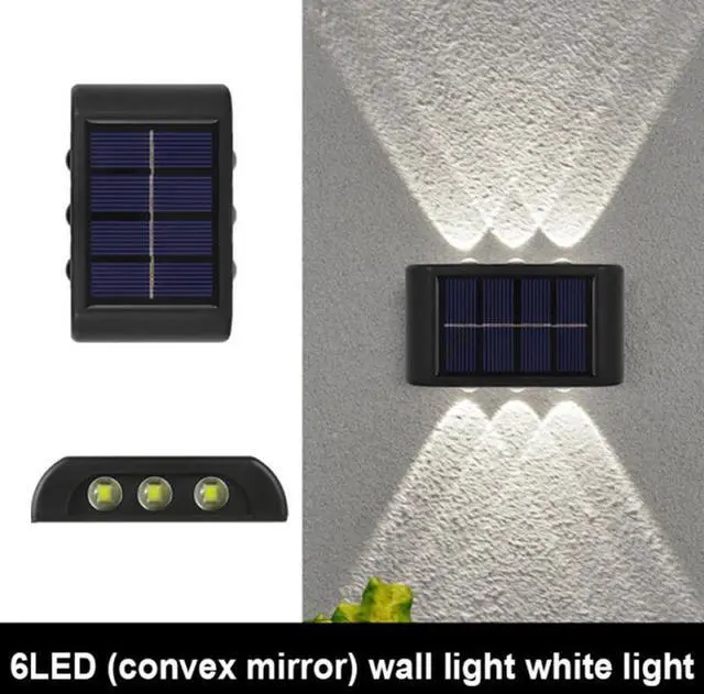 Alt view image 3 of 7 - 2PCS 6LED Solar Powered Wall Deck Light UP Down Outdoor Stairs Step Fence Lamp