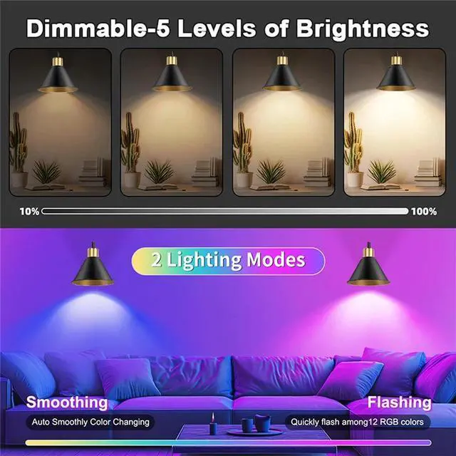 Alt view image 6 of 7 - 2 Pack Battery Operated Wall Sconces with Remote Dimmable Wireless LED Wall Lamp