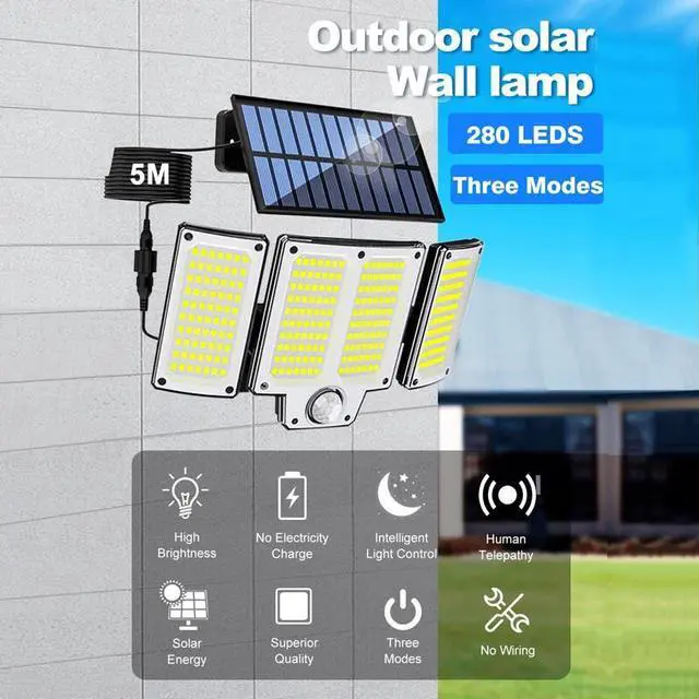 Alt view image 3 of 7 - Umexus 280LED Solar Power Light Outdoor Garden Motion Sensor Security Wall Lamp