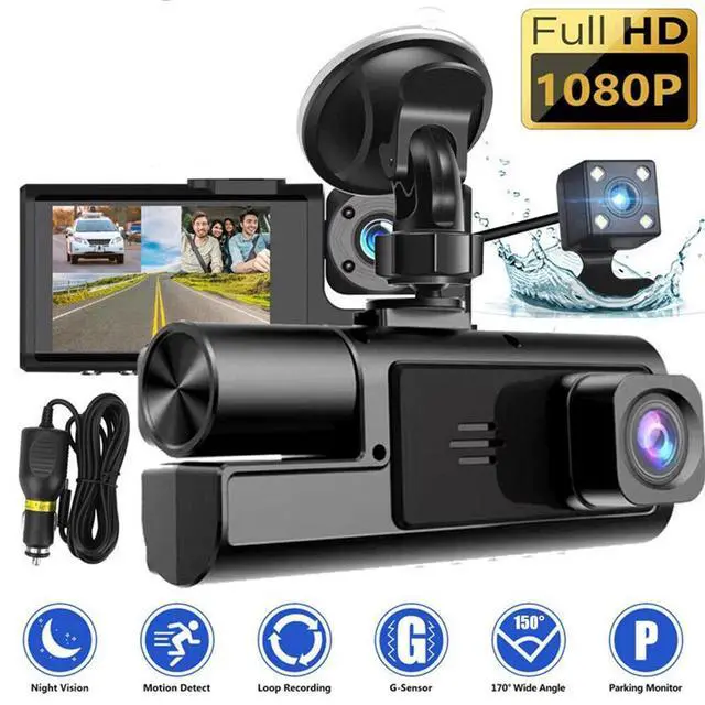 Main image of HD 1080P Car Dual Lens Dash Cam Front/Rear/Inside Video Recorder Camera G-sensor