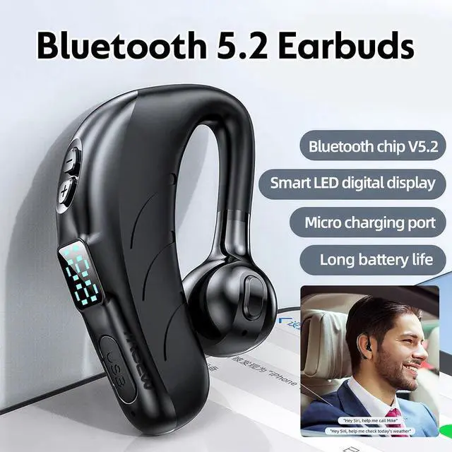 Alt view image 2 of 7 - Wireless Bluetooth 5.2 Earpiece Headset Driving Trucker Earbuds Noise Cancelling