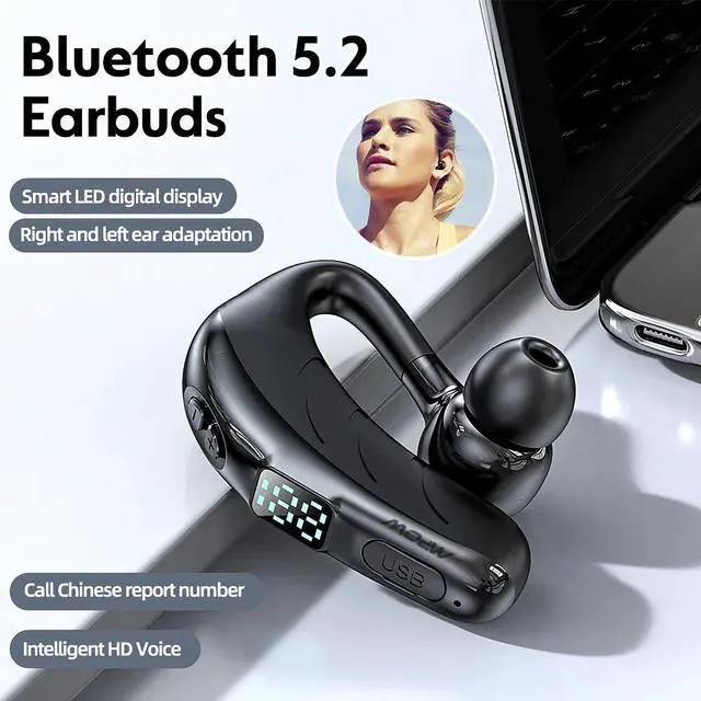 Main image of Wireless Bluetooth 5.2 Earpiece Headset Driving Trucker Earbuds Noise Cancelling
