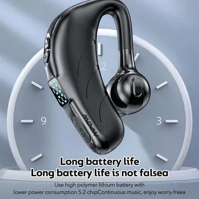 Alt view image 3 of 7 - Wireless Bluetooth 5.2 Earpiece Headset Driving Trucker Earbuds Noise Cancelling