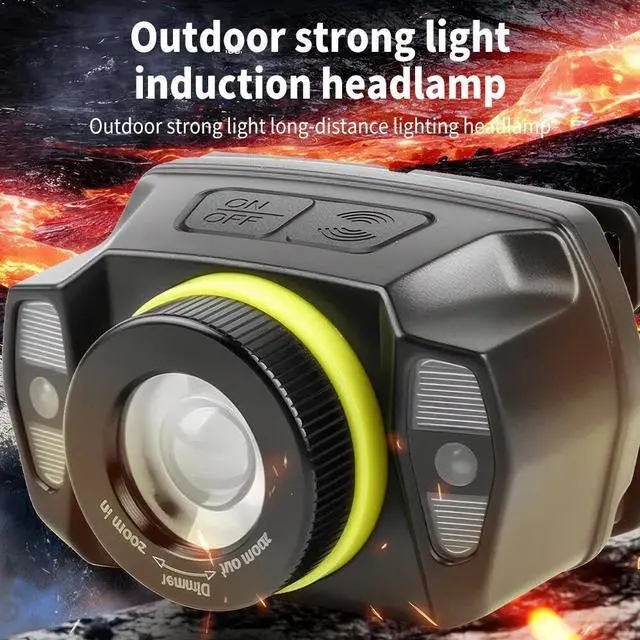 Alt view image 6 of 7 - LED Headlamp USB Rechargeable Headlight Torch Work Light Bar Head Band Lamp NEW