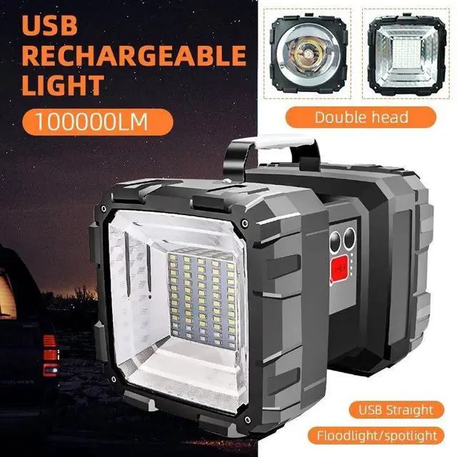 Alt view image 6 of 7 - 100000ML Rechargeable Super Bright LED Searchlight Handheld Spotlight Flashlight