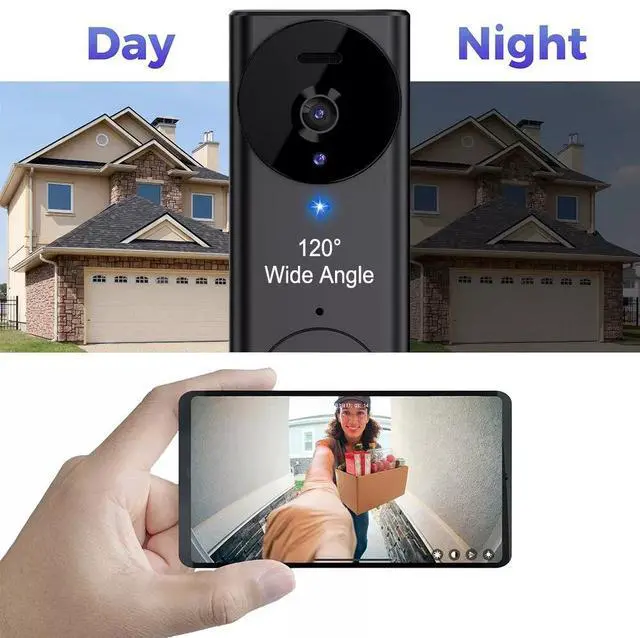 Alt view image 5 of 7 - Wireless WiFi Video Doorbell with Chime 2-Way Audio Smart App Control Door Cam