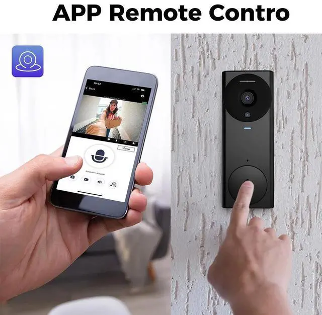 Alt view image 6 of 7 - Wireless WiFi Video Doorbell with Chime 2-Way Audio Smart App Control Door Cam