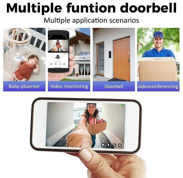Alt view image 3 of 7 - Wireless WiFi Video Doorbell with Chime 2-Way Audio Smart App Control Door Cam