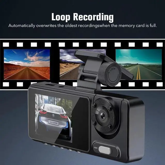 Alt view image 3 of 7 - Dash Cam HD 1080P Three Lens Car Camera G-Sensor Driving Video Recorder DVR