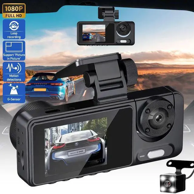 Alt view image 2 of 7 - Dash Cam HD 1080P Three Lens Car Camera G-Sensor Driving Video Recorder DVR