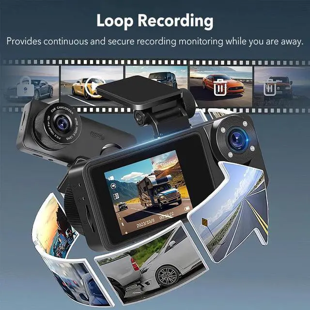 Alt view image 5 of 7 - 1080P WiFi Dash Cam for Car Front/Inside/Rear View Camera Video Recorde G-sensor