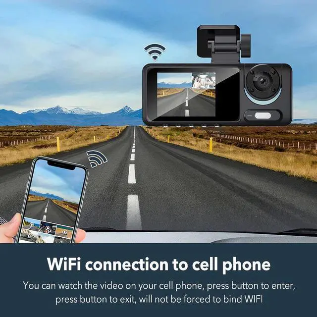 Alt view image 6 of 7 - 1080P WiFi Dash Cam for Car Front/Inside/Rear View Camera Video Recorde G-sensor
