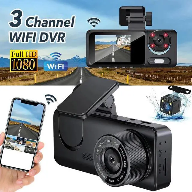 Alt view image 4 of 7 - 1080P WiFi Dash Cam for Car Front/Inside/Rear View Camera Video Recorde G-sensor