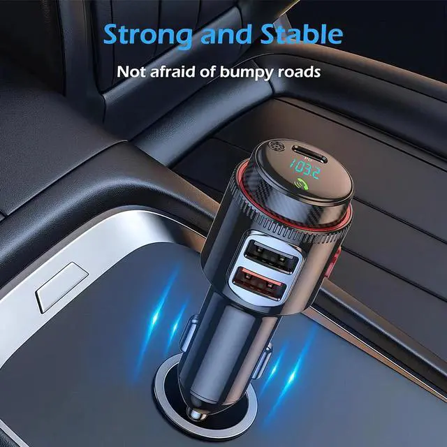 Alt view image 6 of 7 - Bluetooth 5.4 Car Wireless FM Transmitter Adapter 2USB PD Charger AUX Hands-Free