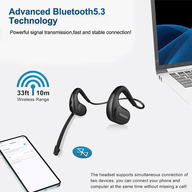 Alt view image 2 of 7 - Trucker Bluetooth Headset, Open Ear Headphones Wireless Headset for Skype Zoom
