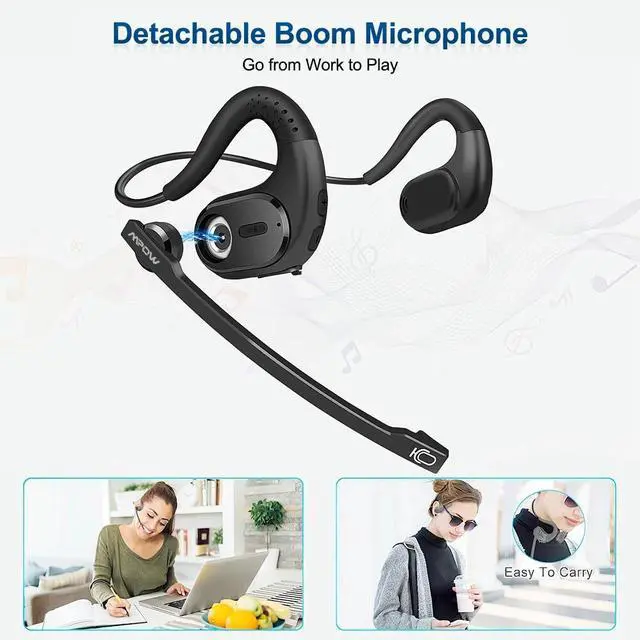 Alt view image 6 of 7 - Trucker Bluetooth Headset, Open Ear Headphones Wireless Headset for Skype Zoom