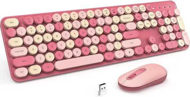Main image of Wireless Keyboard and Mouse Silent Round Keycaps Keyboard Mouse Combo 2.4G Cute