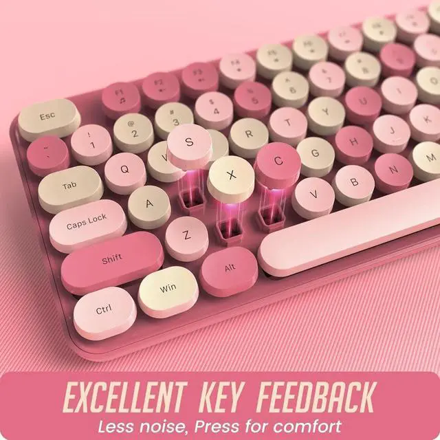 Alt view image 4 of 7 - Wireless Keyboard and Mouse Silent Round Keycaps Keyboard Mouse Combo 2.4G Cute