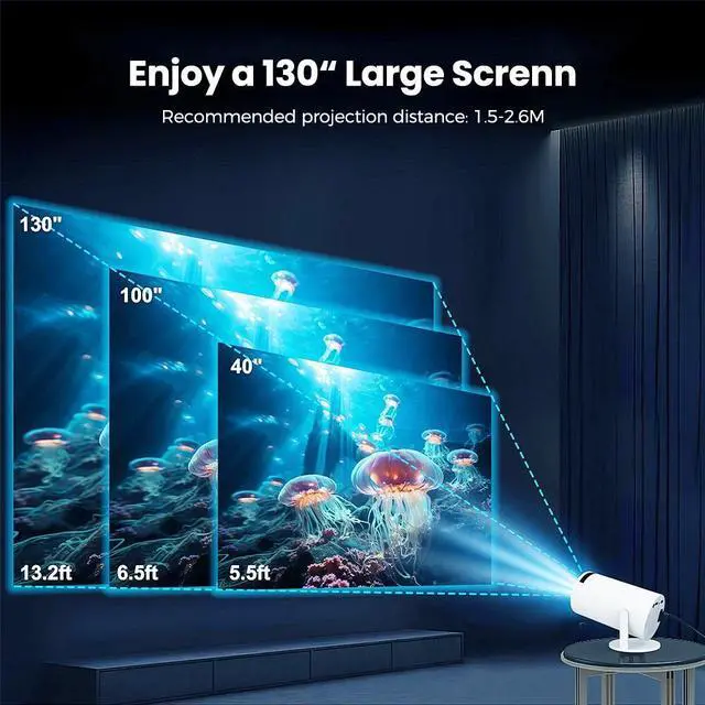 Alt view image 7 of 7 - 4K 1080P Mini Projector with WIFI 6 and Bluetooth Movie Projector Auto Keystone