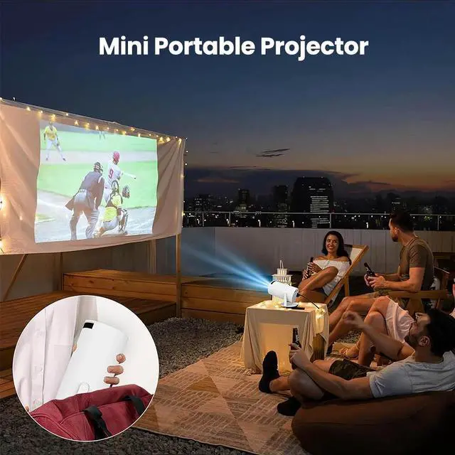Alt view image 4 of 7 - 4K 1080P Mini Projector with WIFI 6 and Bluetooth Movie Projector Auto Keystone
