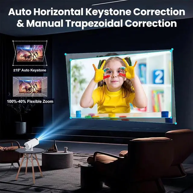 Alt view image 6 of 7 - 4K 1080P Mini Projector with WIFI 6 and Bluetooth Movie Projector Auto Keystone
