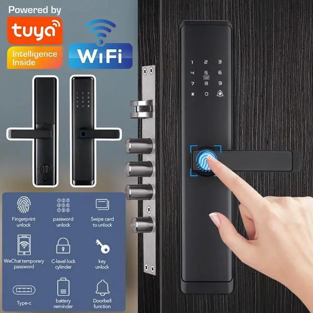 Main image of Electronic Smart Door Lock APP Fingerprint Card Password Key Home Security NEW
