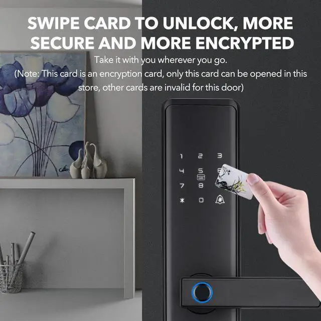 Alt view image 7 of 7 - Electronic Smart Door Lock APP Fingerprint Card Password Key Home Security NEW