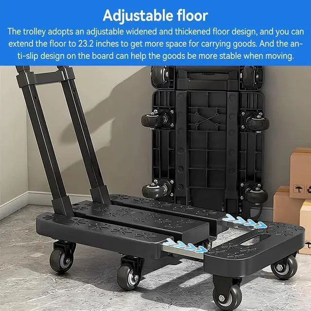 Alt view image 7 of 7 - 600 lbs Folding Cart Luggage Trolley carrying Hand Truck with Bungee Cord Black
