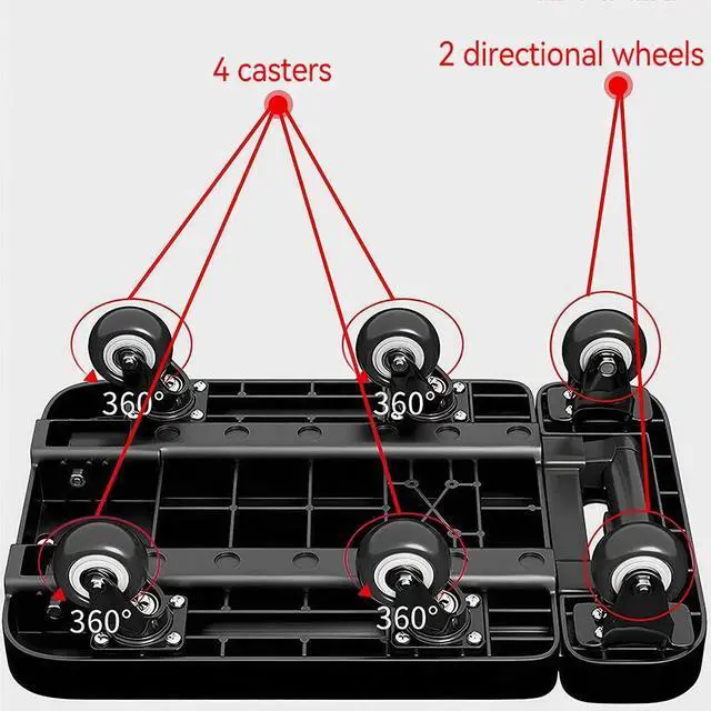 Alt view image 6 of 7 - 600 lbs Folding Cart Luggage Trolley carrying Hand Truck with Bungee Cord Black