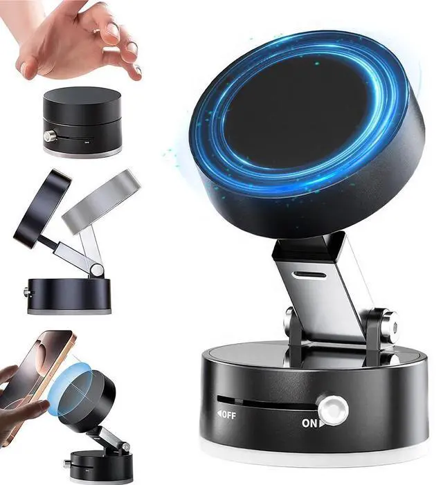 Main image of Electric Vacuum Magnetic Suction Cup Car Phone Mount 360° Rotation Holder Mount