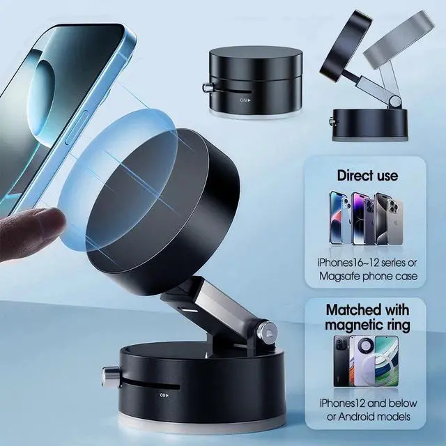 Alt view image 6 of 7 - Electric Vacuum Magnetic Suction Cup Car Phone Mount 360° Rotation Holder Mount