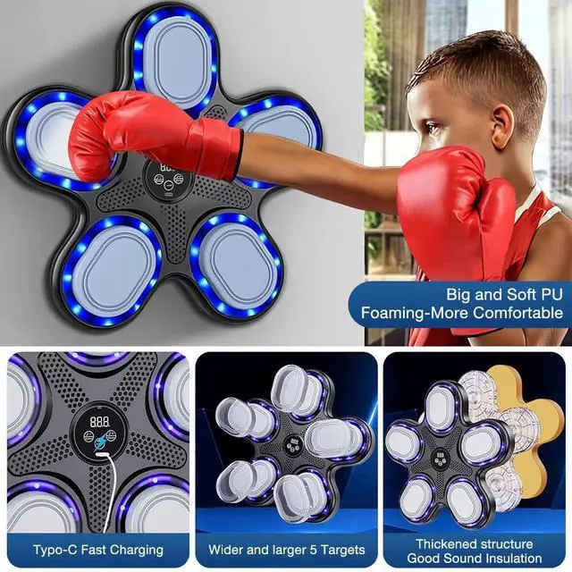 Alt view image 5 of 7 - Music Boxing Machine Smart Bluetooth Boxing Machine with Boxing Gloves Kids