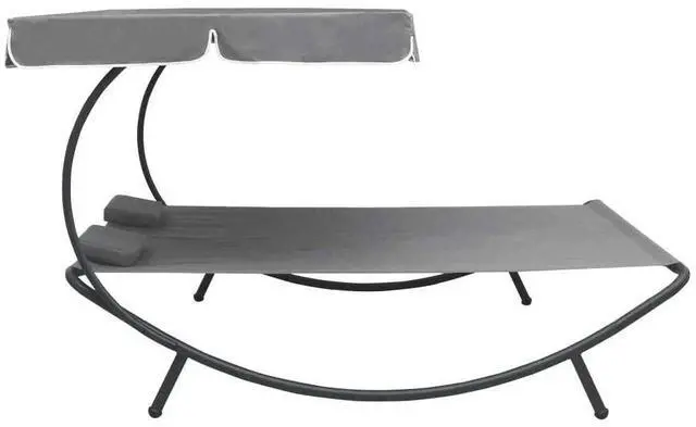 Alt view image 3 of 7 - vidaXL Outdoor Lounge Bed with Canopy Pillows Garden Patio Sun Day Bed 2 Person