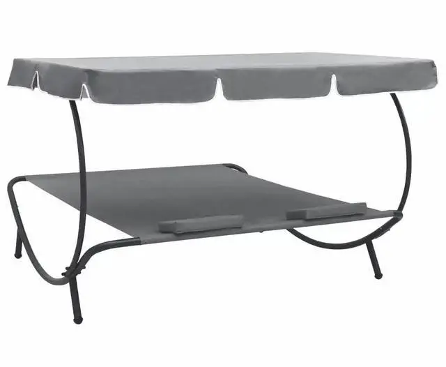 Alt view image 4 of 7 - vidaXL Outdoor Lounge Bed with Canopy Pillows Garden Patio Sun Day Bed 2 Person