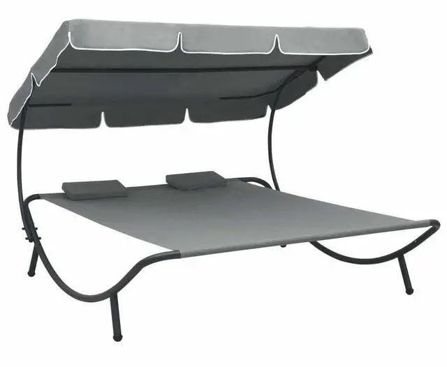 Alt view image 2 of 7 - vidaXL Outdoor Lounge Bed with Canopy Pillows Garden Patio Sun Day Bed 2 Person