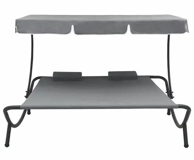Main image of vidaXL Outdoor Lounge Bed with Canopy Pillows Garden Patio Sun Day Bed 2 Person