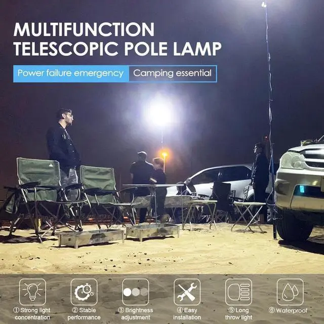 Alt view image 4 of 7 - Telescopic Fishing Rod Light LED Lantern Camping Lamp Car Repair+Remote Control