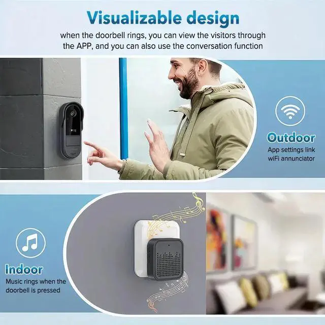 Alt view image 5 of 7 - WiFi Wireless Intercom Smart Doorbell Video Security Camera Door Ring Bell Chime