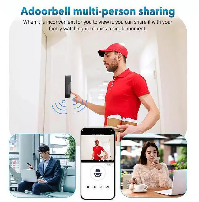 Alt view image 3 of 7 - WiFi Wireless Intercom Smart Doorbell Video Security Camera Door Ring Bell Chime