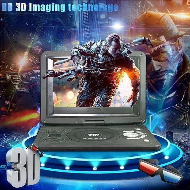 Alt view image 2 of 7 - Portable DVD Player CD Card HD 16:9 LCD Large Swivel Screen USB with Joystick