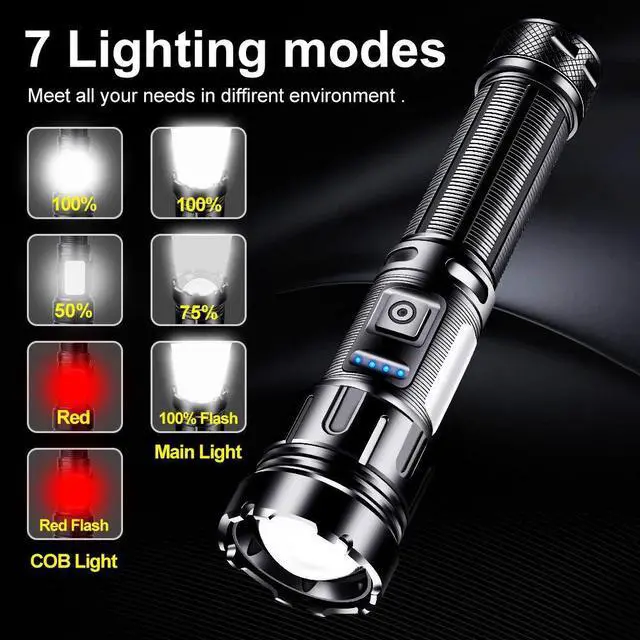 Main image of 800 Meters Long Throw LED Flashlight COB Work Light USB Rechargeable Spotlights