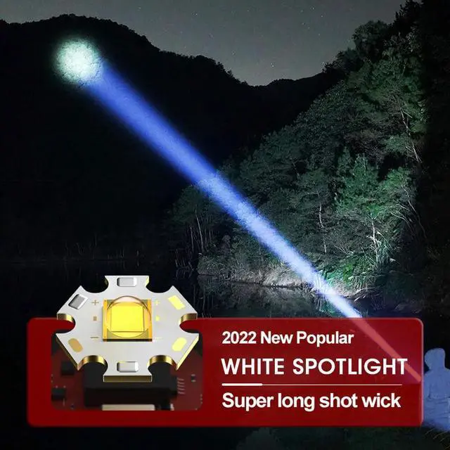 Alt view image 5 of 7 - 800 Meters Long Throw LED Flashlight COB Work Light USB Rechargeable Spotlights