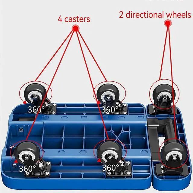 Alt view image 5 of 7 - Folding Hand Truck Dolly, 600LBS Heavy Duty Luggage Cart Elastic Rope 6 Wheels