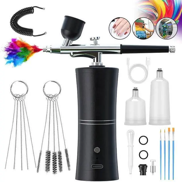 Main image of Rechargeable Air brush kit w/Air compressor Spray Gun Nail Art Tattoo Airbrush(BLACK)