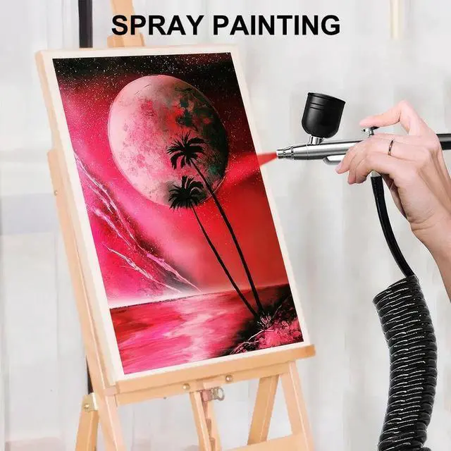 Alt view image 4 of 7 - Rechargeable Air brush kit w/Air compressor Spray Gun Nail Art Tattoo Airbrush(BLACK)