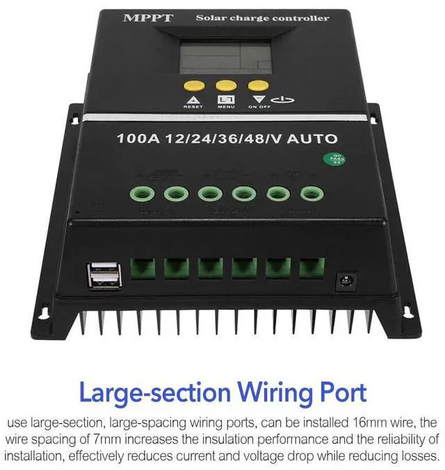 Alt view image 3 of 7 - 100A MPPT Solar Charge Controller 12V 24V 36V 48V PV Battery Regulator Dual USB