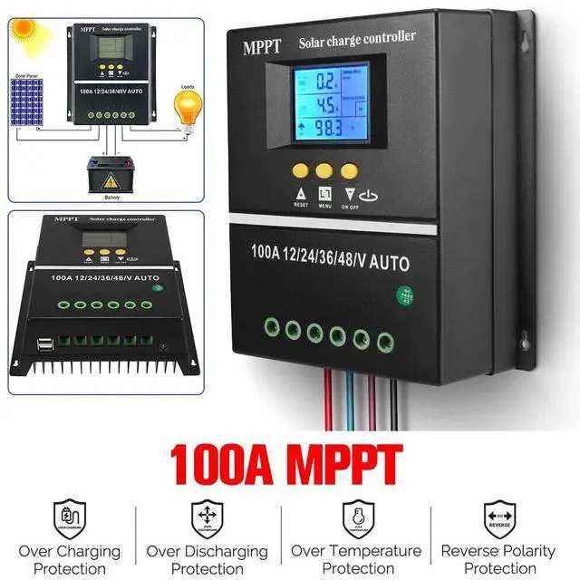 Alt view image 4 of 7 - 100A MPPT Solar Charge Controller 12V 24V 36V 48V PV Battery Regulator Dual USB