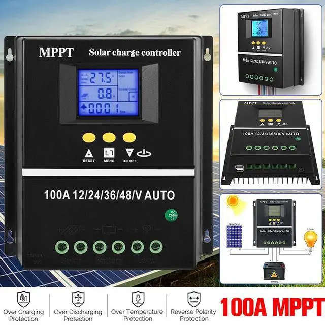 Alt view image 2 of 7 - 100A MPPT Solar Charge Controller 12V 24V 36V 48V PV Battery Regulator Dual USB