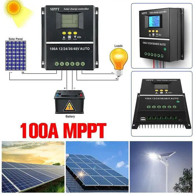 Alt view image 7 of 7 - 100A MPPT Solar Charge Controller 12V 24V 36V 48V PV Battery Regulator Dual USB